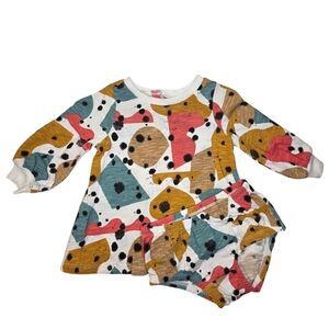 Open Edit Kids Cotton Picasso Print Casual Dress & Diaper Cover Baby Girls 6m